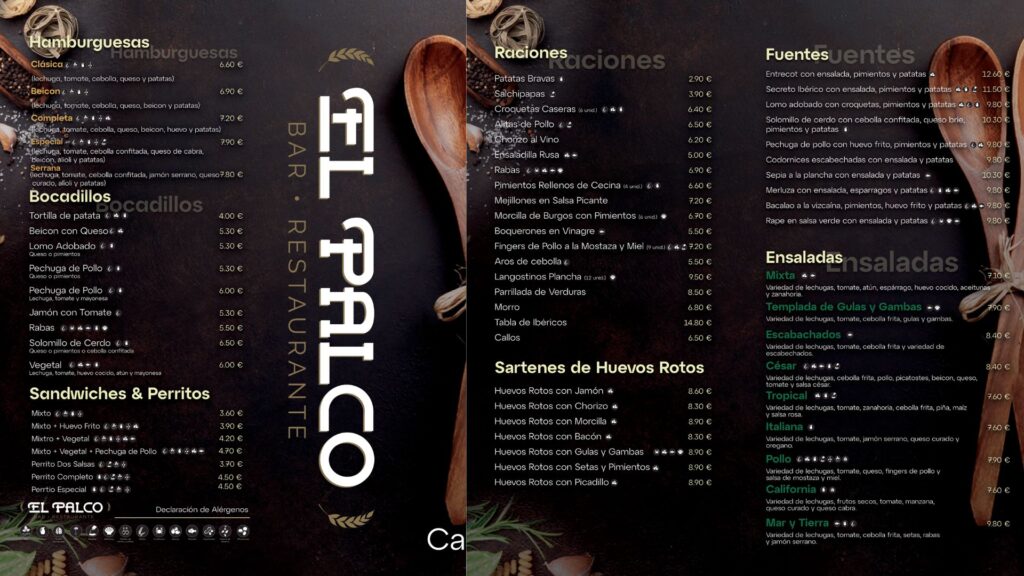 Carta Restaurante el Palco Burgos1